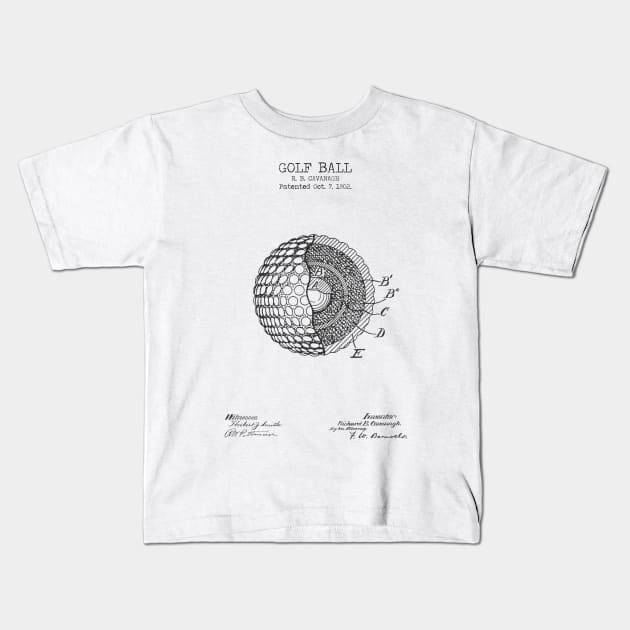GOLF BALL patent Kids T-Shirt by Dennson Creative